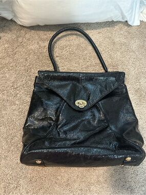 Goldenbleu Black Patent Leather Handbag